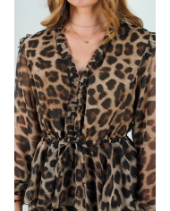 SAFARI Leopardimustriline šifoonist Kleit