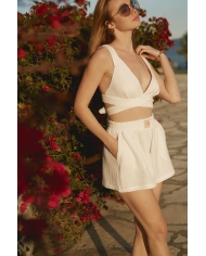 DEEP AMOUR Kolmekordsest Musliinist Top + Lühikesed Püksid