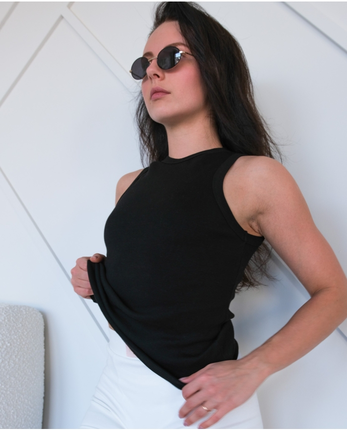 MARE BLACK Top/Maika puuvillast